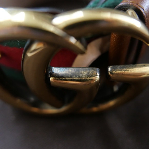 GUCCI Marmont Web Belt Tan 85/34 - Picture 2 of 6